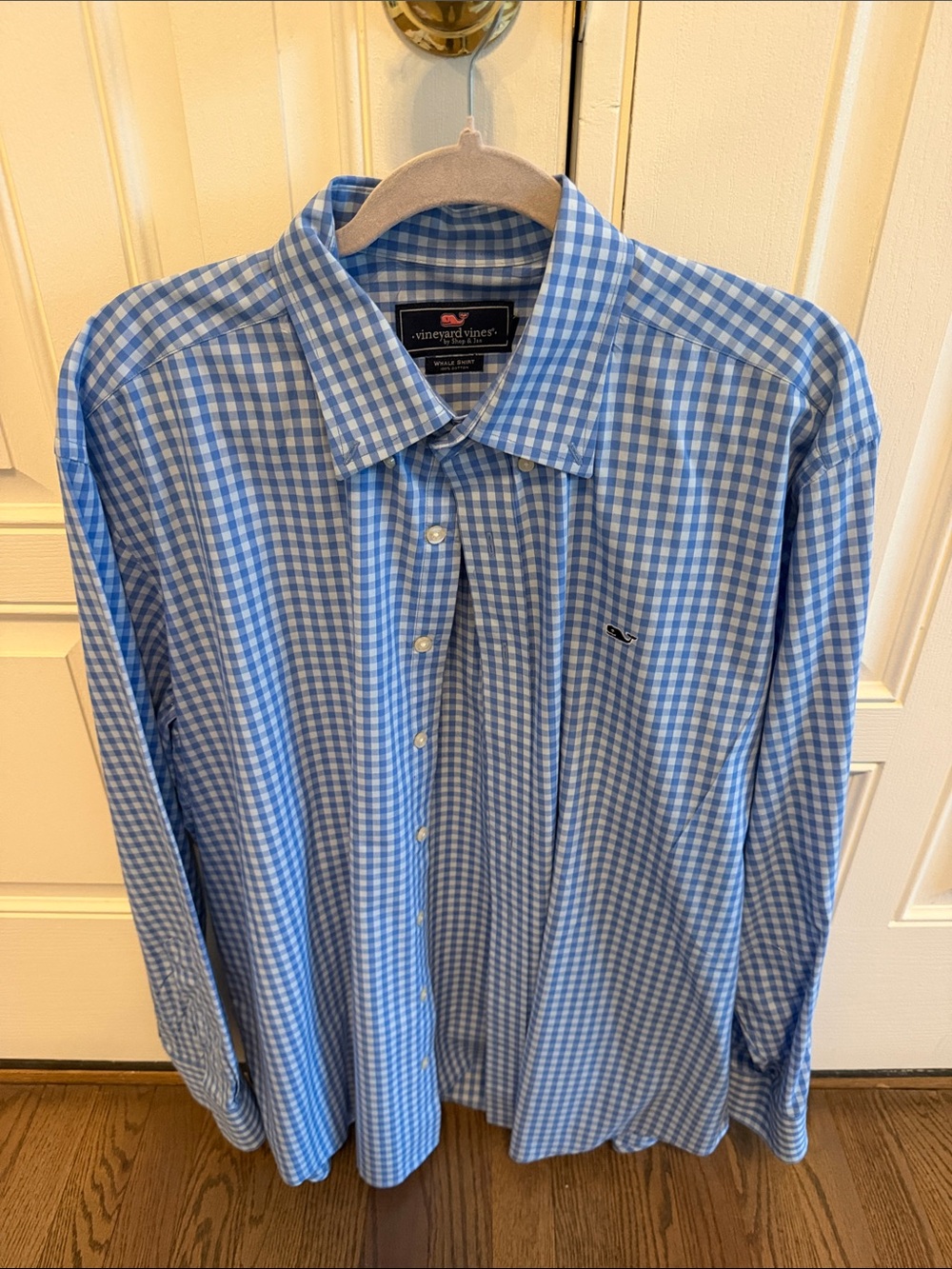 Vineyard Vines Blue Gingham Spread-Collar Button-Up Shirt